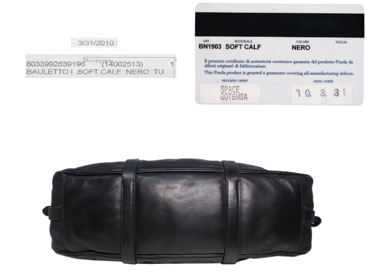 Prada BN1903 Black Soft Calf Leather Top Handle Convertible Bag-38130