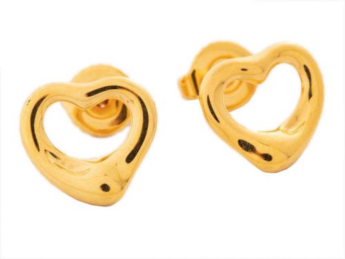 Tiffany & Co. 18K Yellow Gold 11mm ELSA PERETTI™ Open Heart Earrings-0
