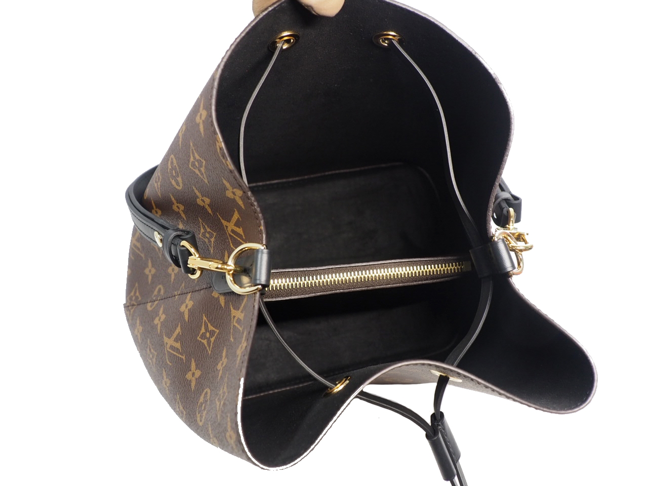 Louis Vuitton M44020 Black NEONOE MM Monogram Canvas Bucket Bag-38368