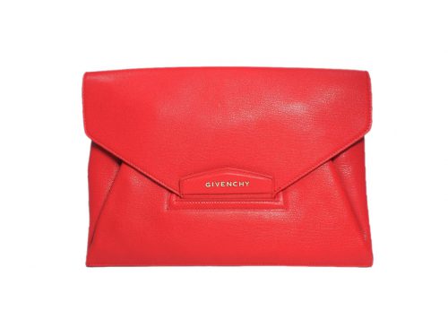 Givenchy Red Goat Textured-Leather Antigona Ipad / Notepad Envelope Clutch-0