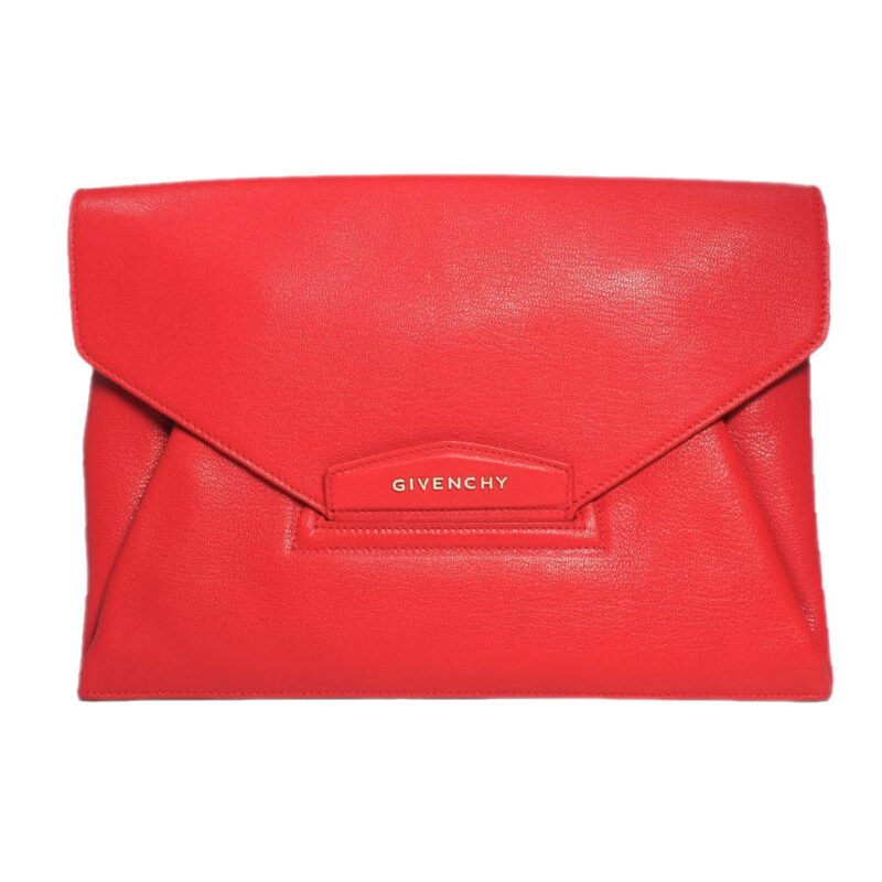 Givenchy Red Goat Textured-Leather Antigona Ipad / Notepad Envelope Clutch-0