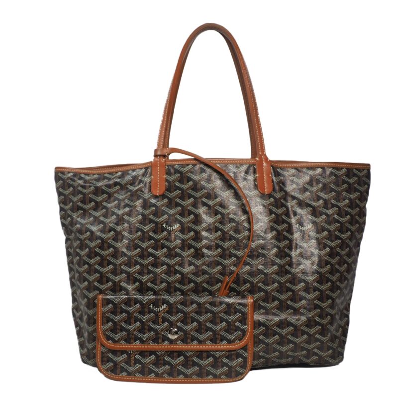 Goyard Classic Canvas Print Brown/ Black St. Louis PM Shopping Tote-0