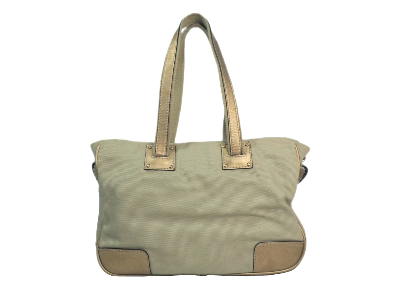 Loewe 345.55.072 Beige Canvas Gold Leather Trim Document/ Shopping Tote-39158