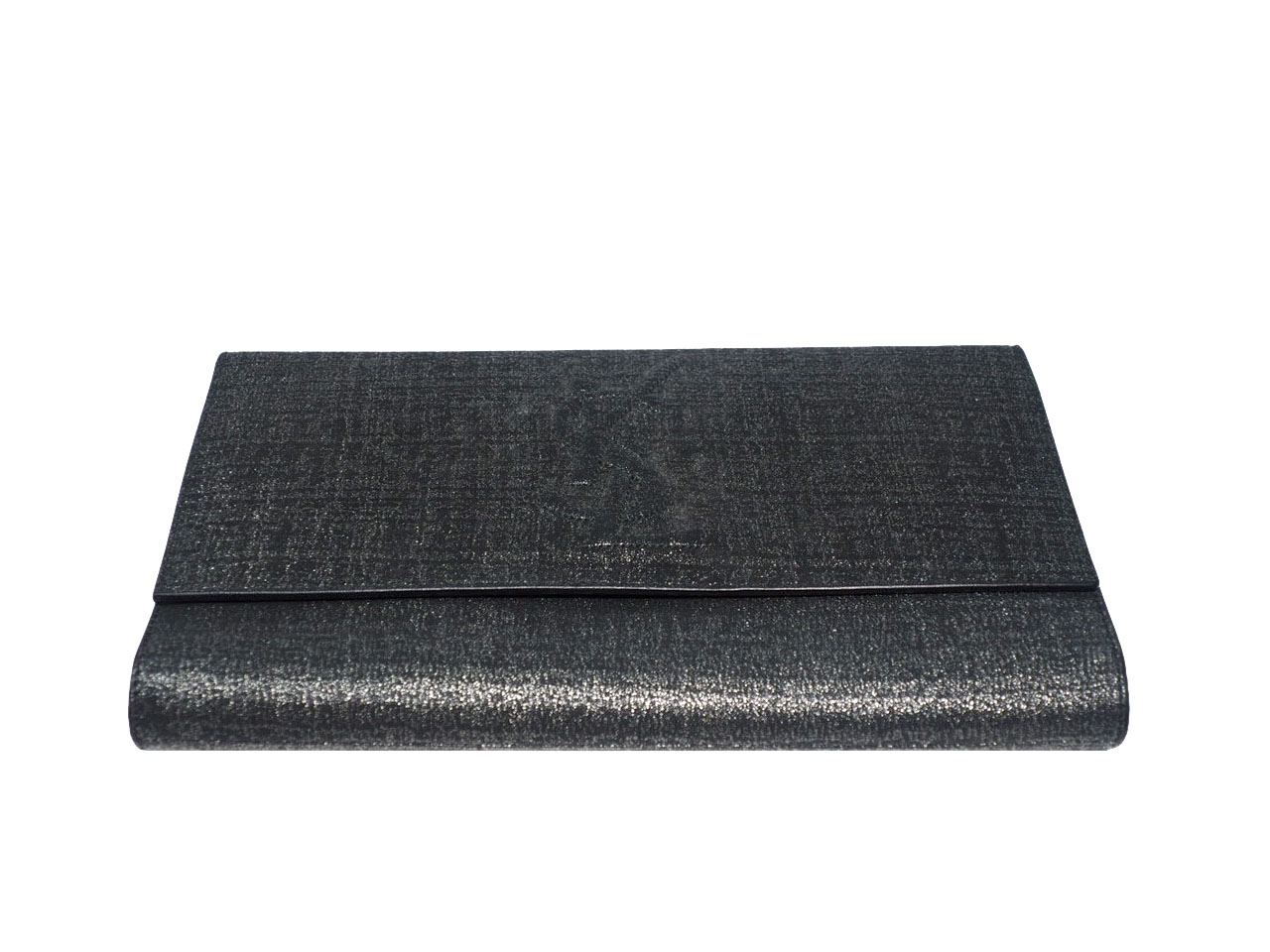 YSL Saint Laurent 203855 Signature Ipad Metallic Dark Grey Belle Du Jour Textured Clutch Large-38948