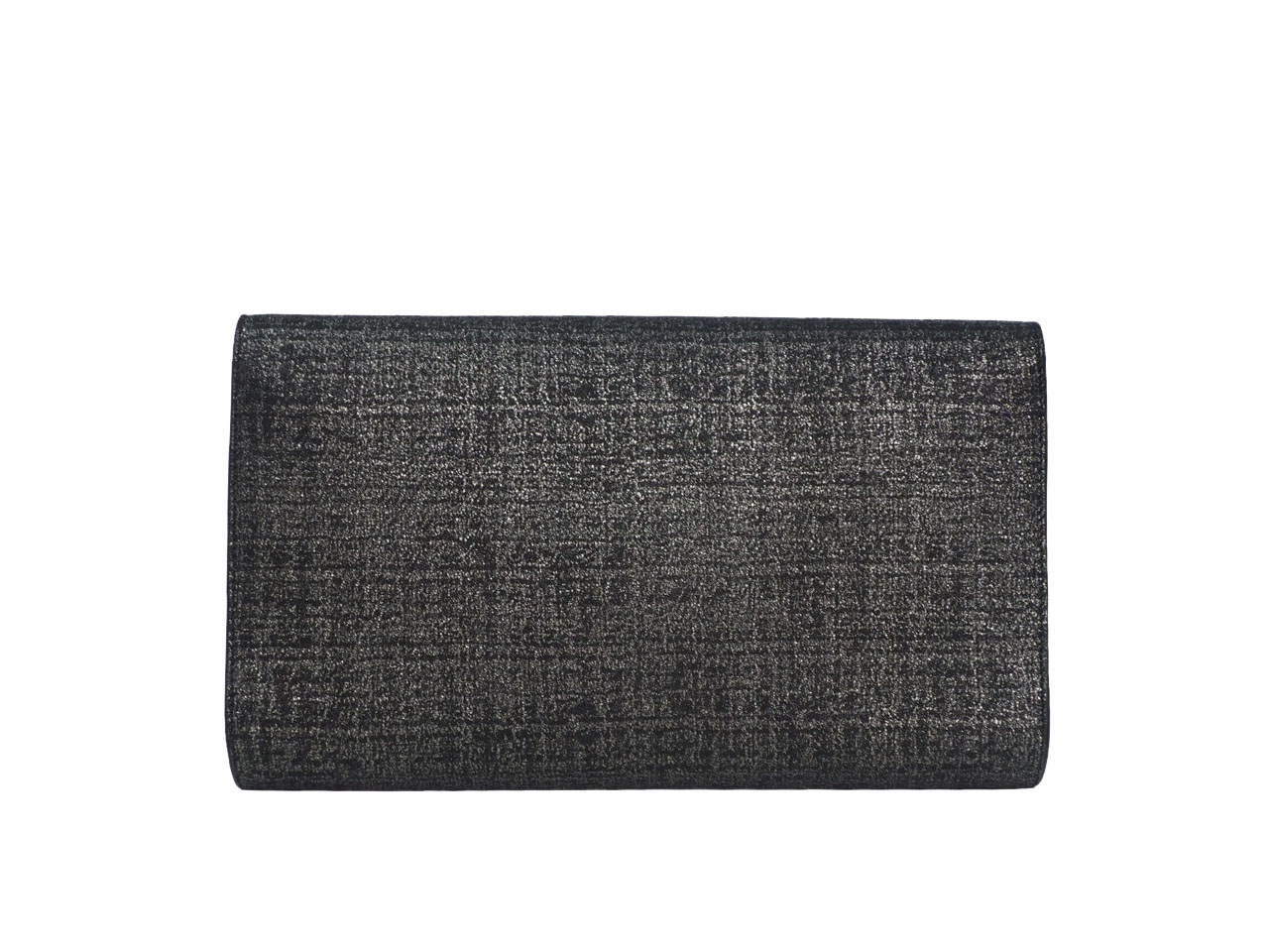 YSL Saint Laurent 203855 Signature Ipad Metallic Dark Grey Belle Du Jour Textured Clutch Large-38944