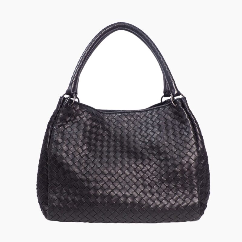 Bottega Veneta Parachute Bag in Black Atlantic Intrecciato Nappa Leather -0