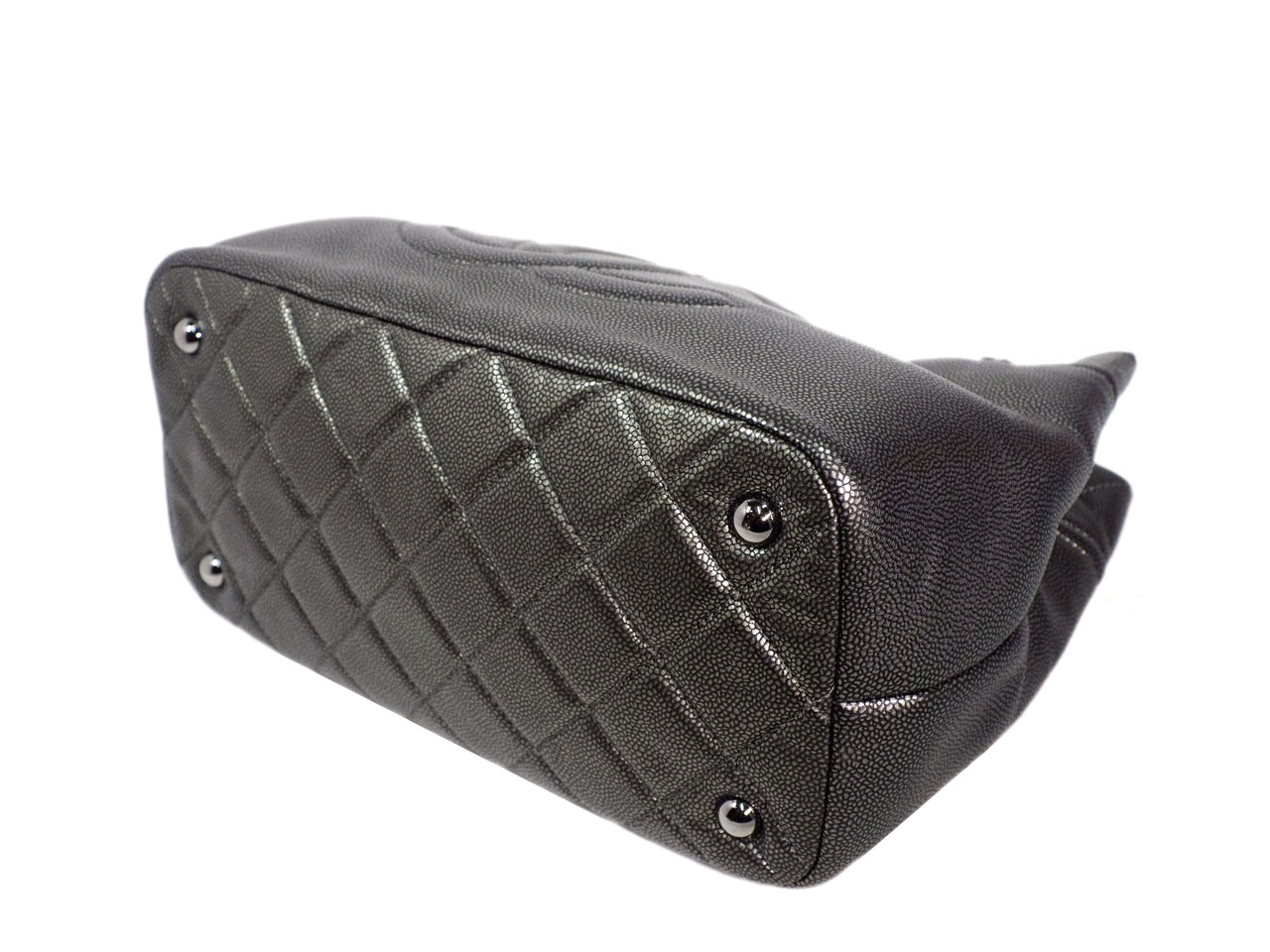 Chanel 14983305 Silver Grey Quilted Caviar Leather Timeless CC Soft Shopping Tote Bag-39476