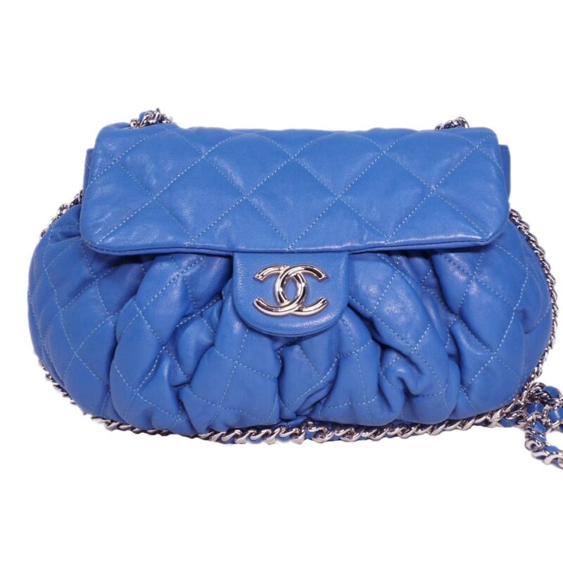 Chanel 15378977 Blue Calf Medium Chain Around Quilted Classic Cross Body Flap Bag-0