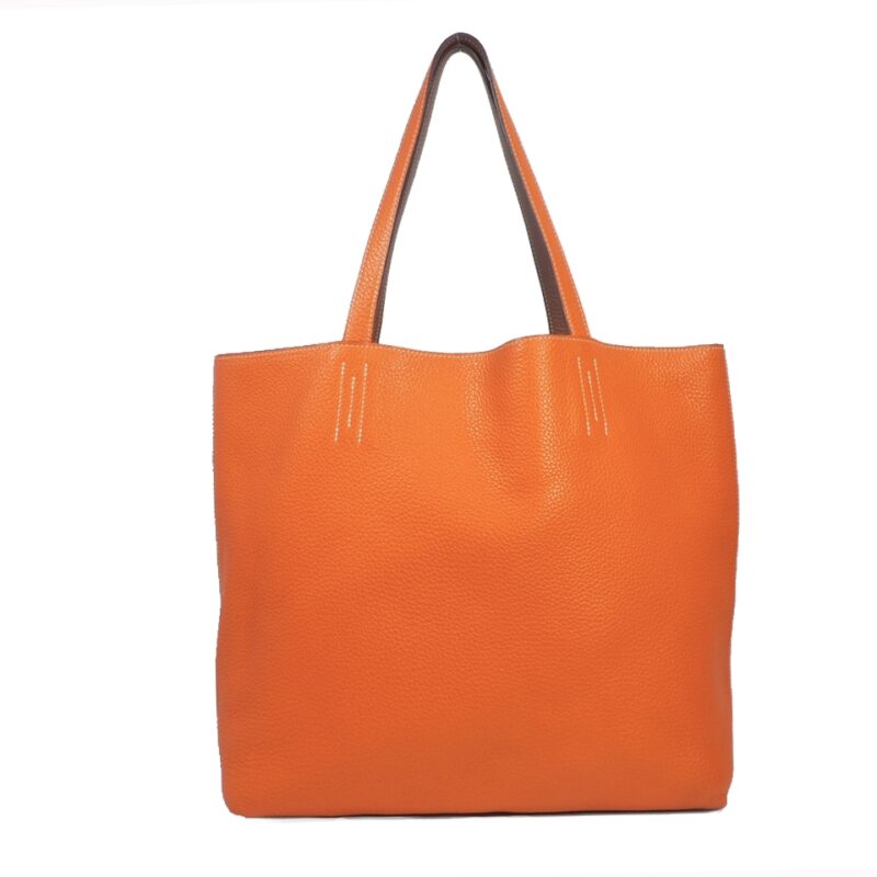 Hermes Reversible Double Sens Touch Bag Orange/ Gold Clemence P Stamp -0