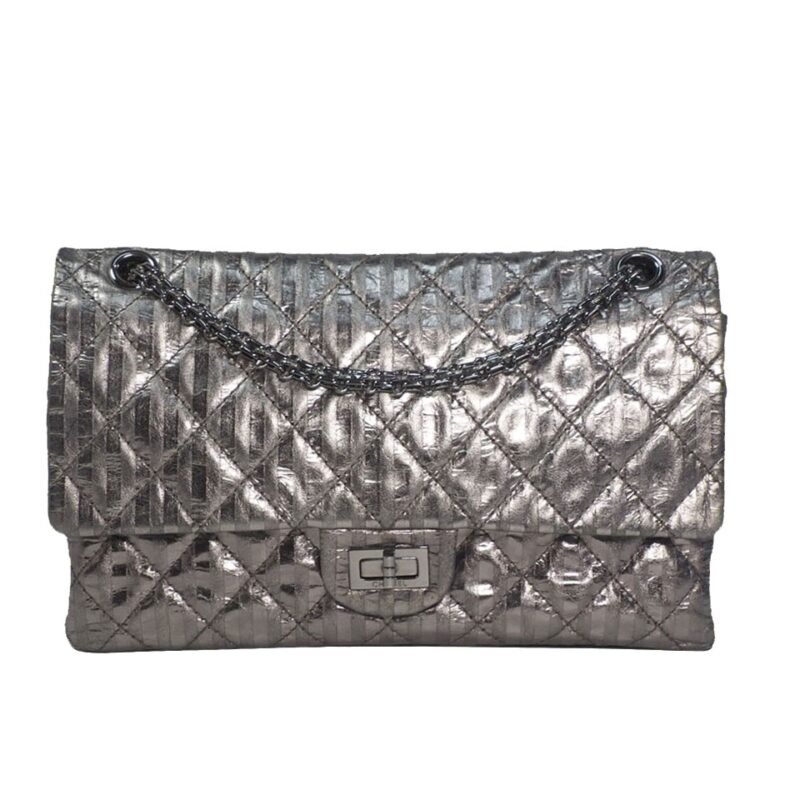 Chanel 12297659 Metallic Black/ Grey 2.55 Reissue 226 Medium Ruthenium Hardware-0