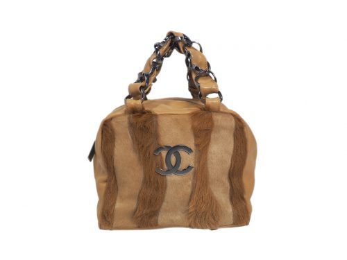 Chanel 8606402 Vintage Beige Lambskin Pony/ Horse Hair Small Boston Hand Tote-0