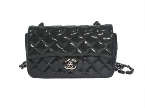 Chanel 20479740 Olive Green/ Blue Patent Leather Mini Flap Silver-Tone Hardware-0