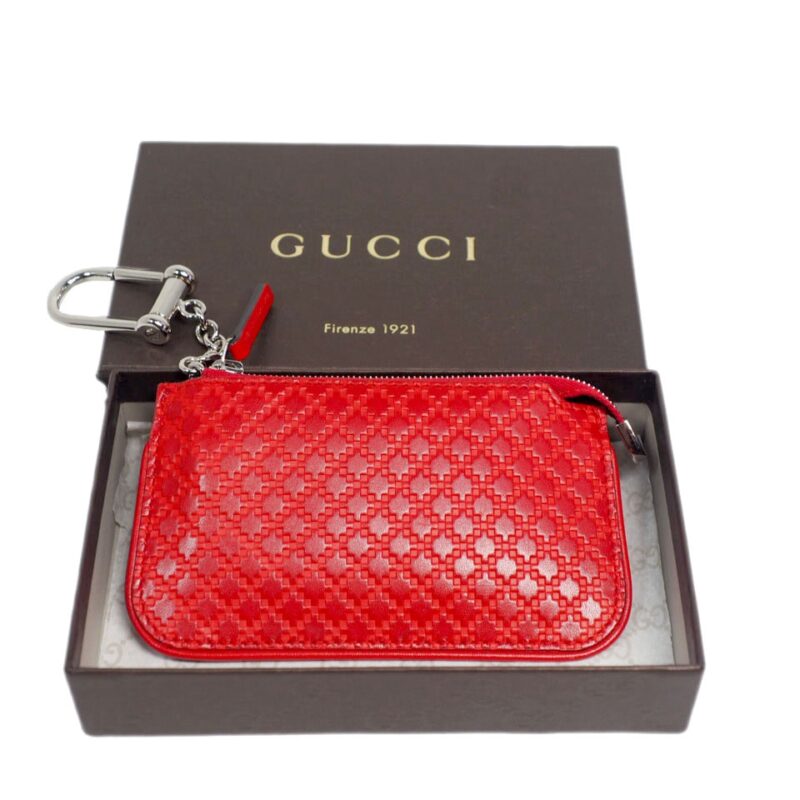 Gucci 250467 Red Leather Diamante Coin /Key Purse Holder-0