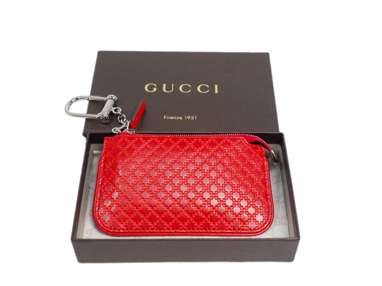 Gucci 250467 Red Leather Diamante Coin /Key Purse Holder-0