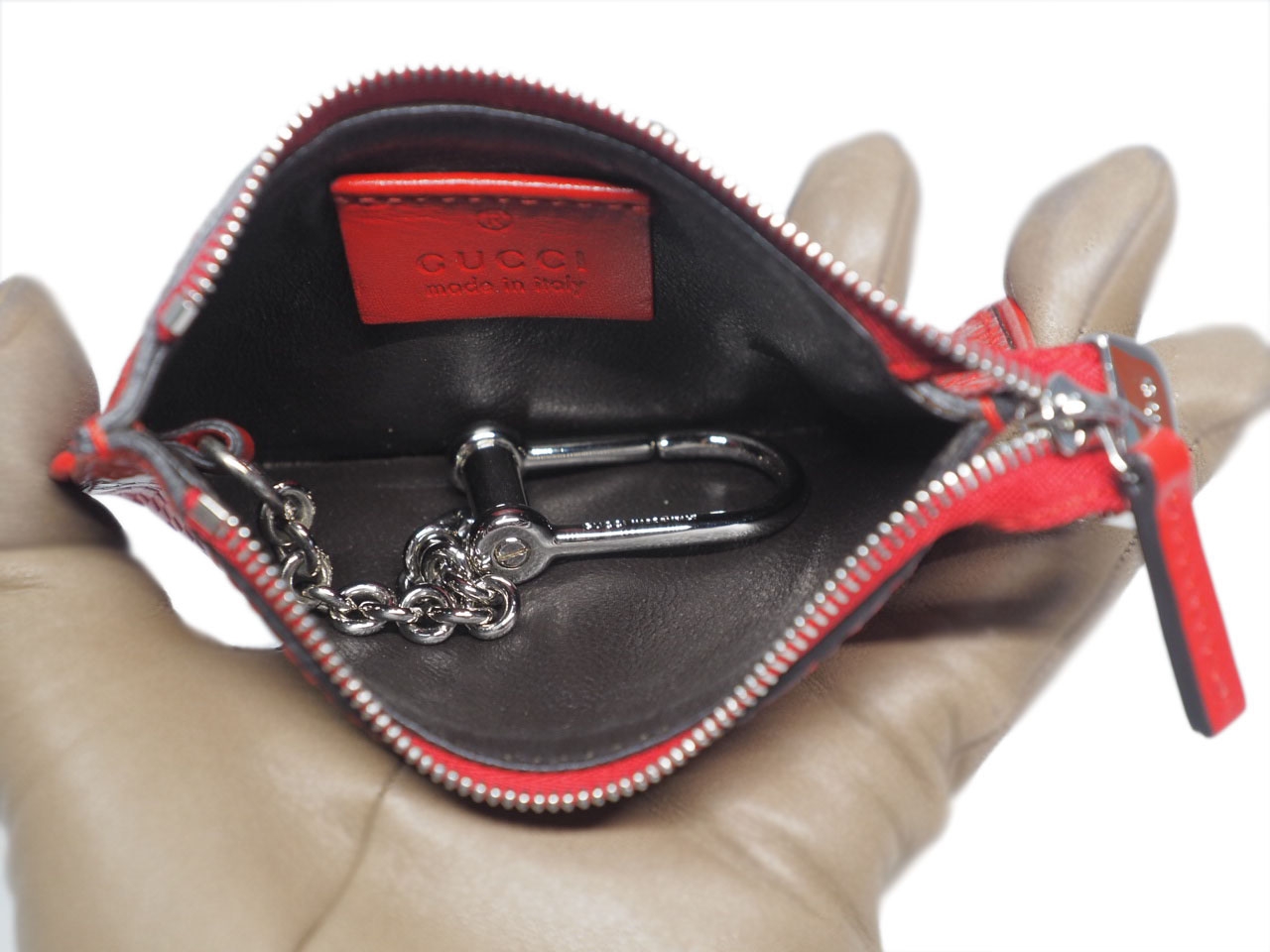 Gucci 250467 Red Leather Diamante Coin /Key Purse Holder-39723