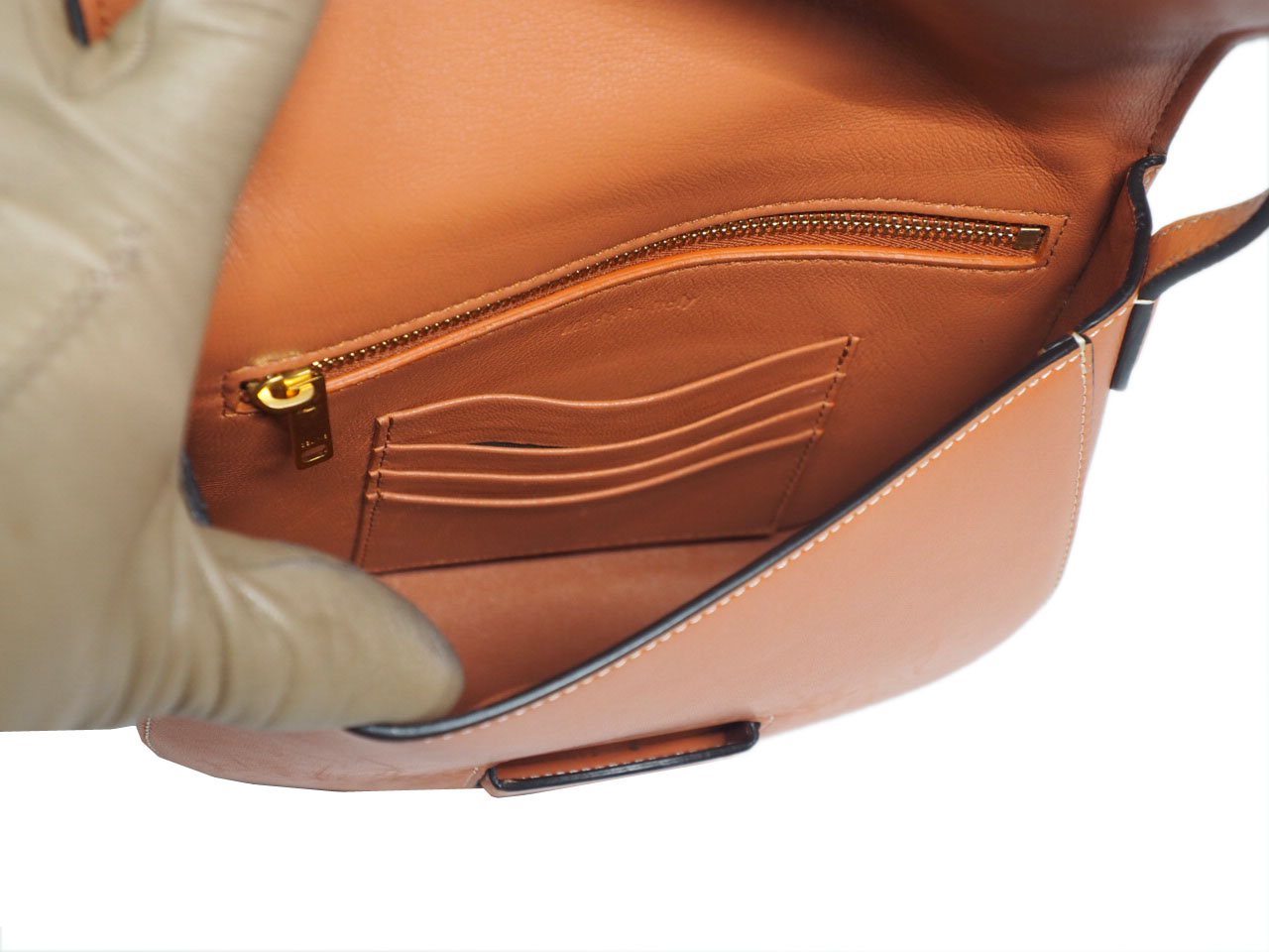 Celine Light Brown Small Trotteur Grained Calfskin Leather Crossbody Bag - Image 10