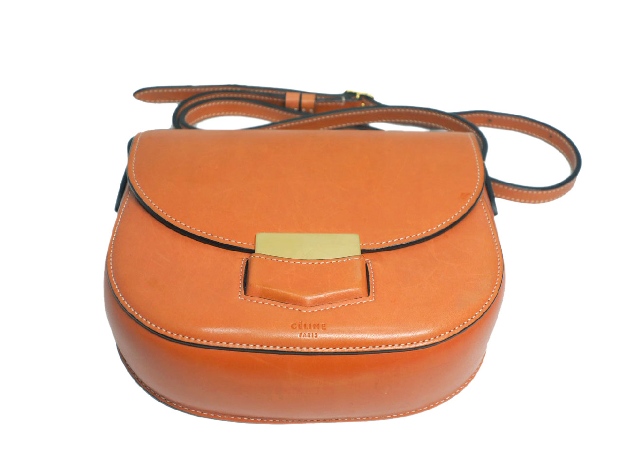 Celine Light Brown Small Trotteur Grained Calfskin Leather Crossbody Bag - Image 8
