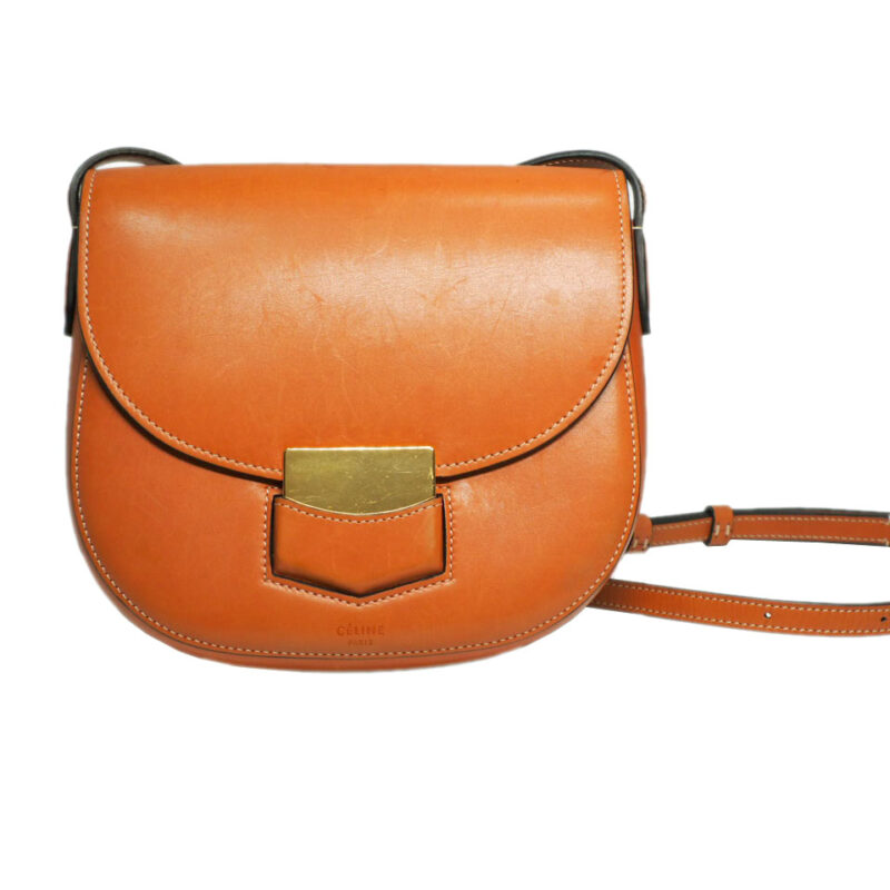 Celine Light Brown Small Trotteur Grained Calfskin Leather Crossbody Bag