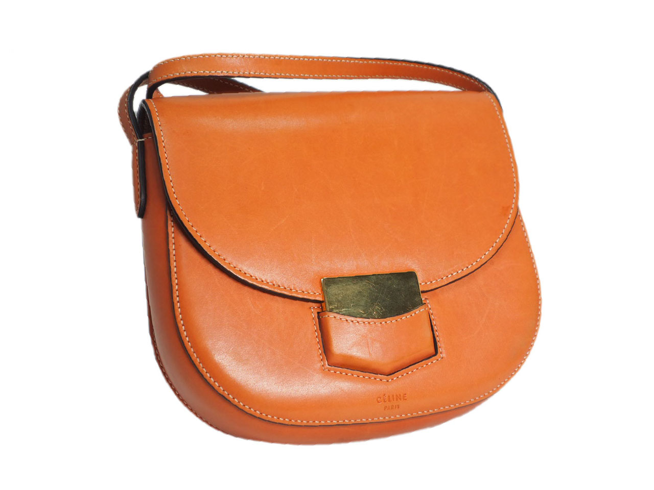 Celine Light Brown Small Trotteur Grained Calfskin Leather Crossbody Bag - Image 7