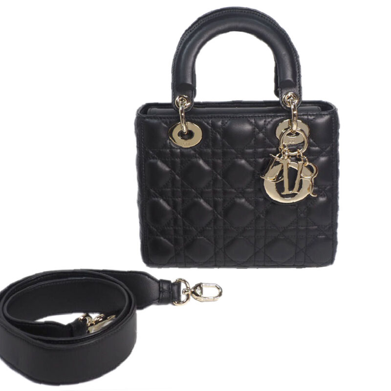 Dior Black Cannage Lambskin Small Lady Dior "MY ABCDIOR LADY DIOR" BAG