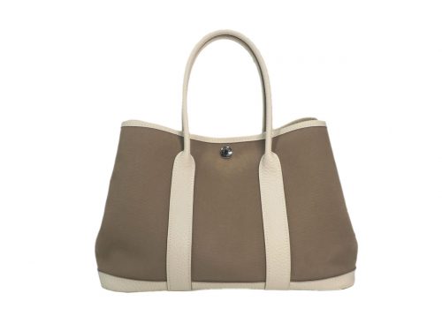 Hermes Beige/ Etoupe Canvas Garden Party 30cm T Stamp