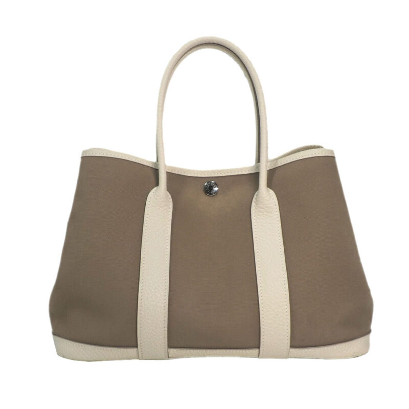 Hermes Beige/ Etoupe Canvas Garden Party 30cm T Stamp