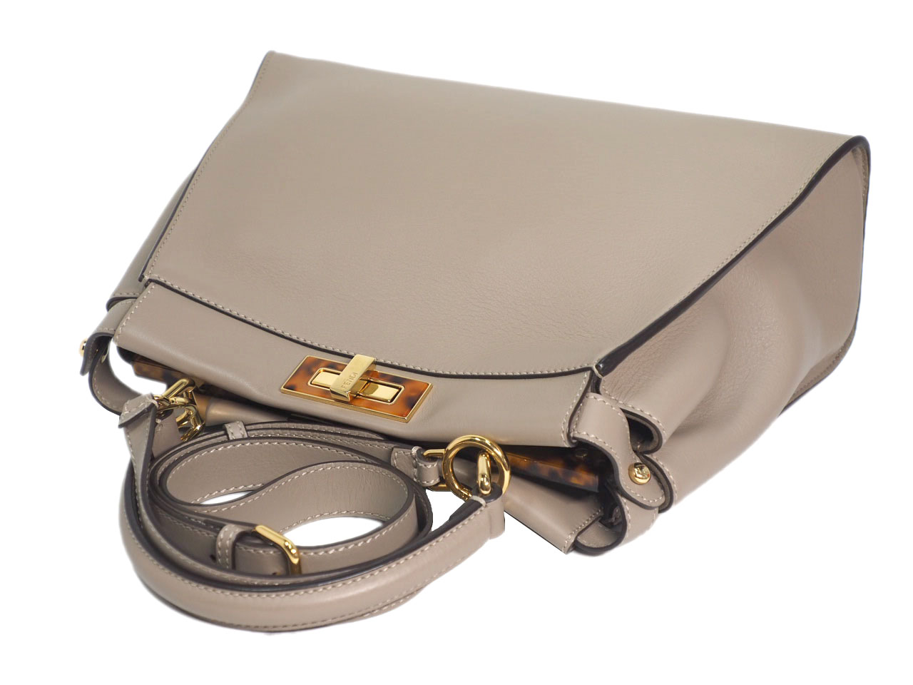 Fendi 8BN290 Beige / Dove Grey Peekaboo Iconic Medium Bag with Strap - Image 6