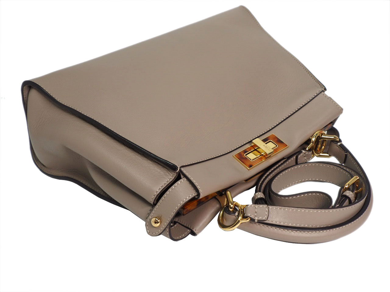 Fendi 8BN290 Beige / Dove Grey Peekaboo Iconic Medium Bag with Strap - Image 5
