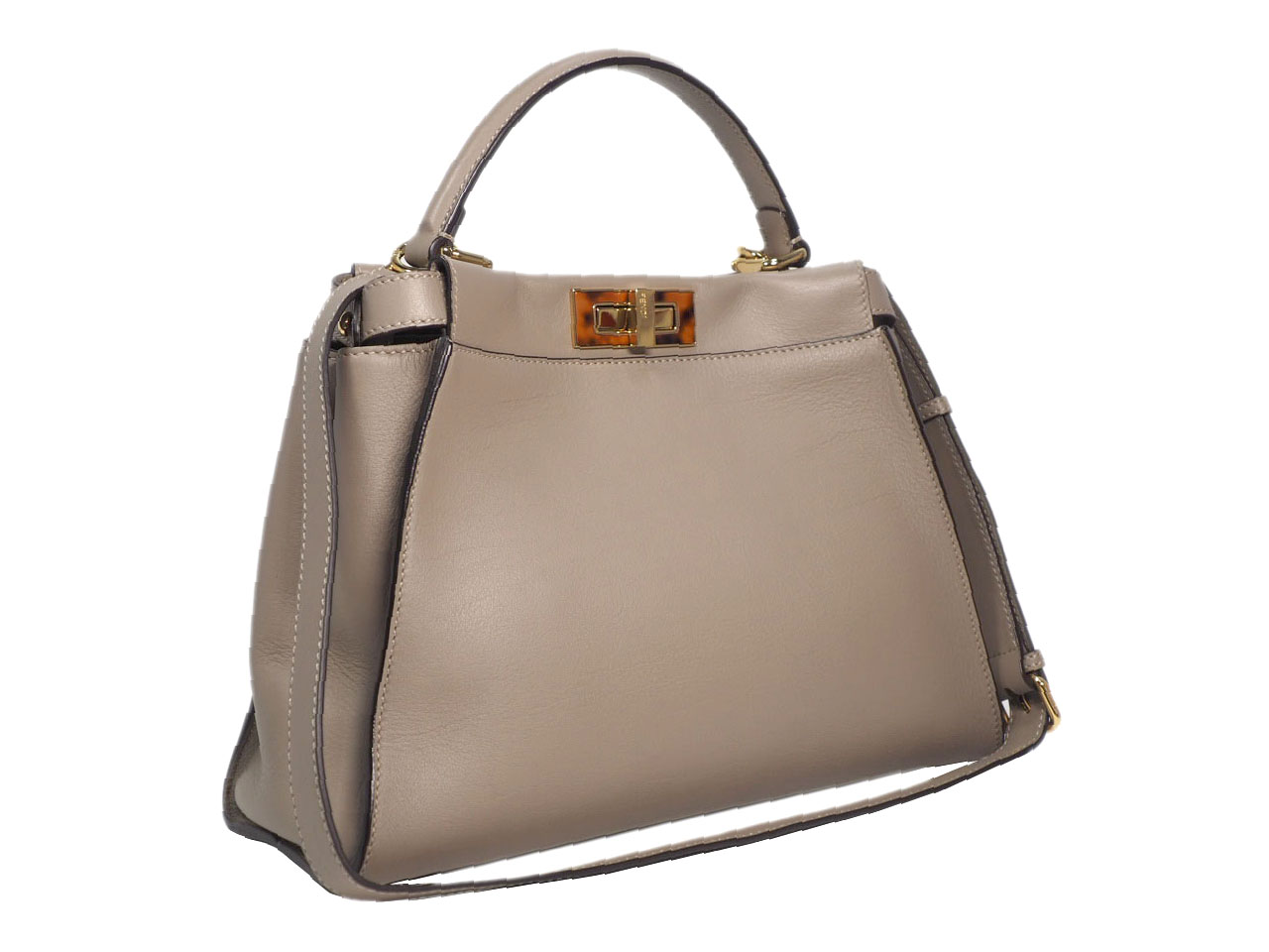 Fendi 8BN290 Beige / Dove Grey Peekaboo Iconic Medium Bag with Strap - Image 3