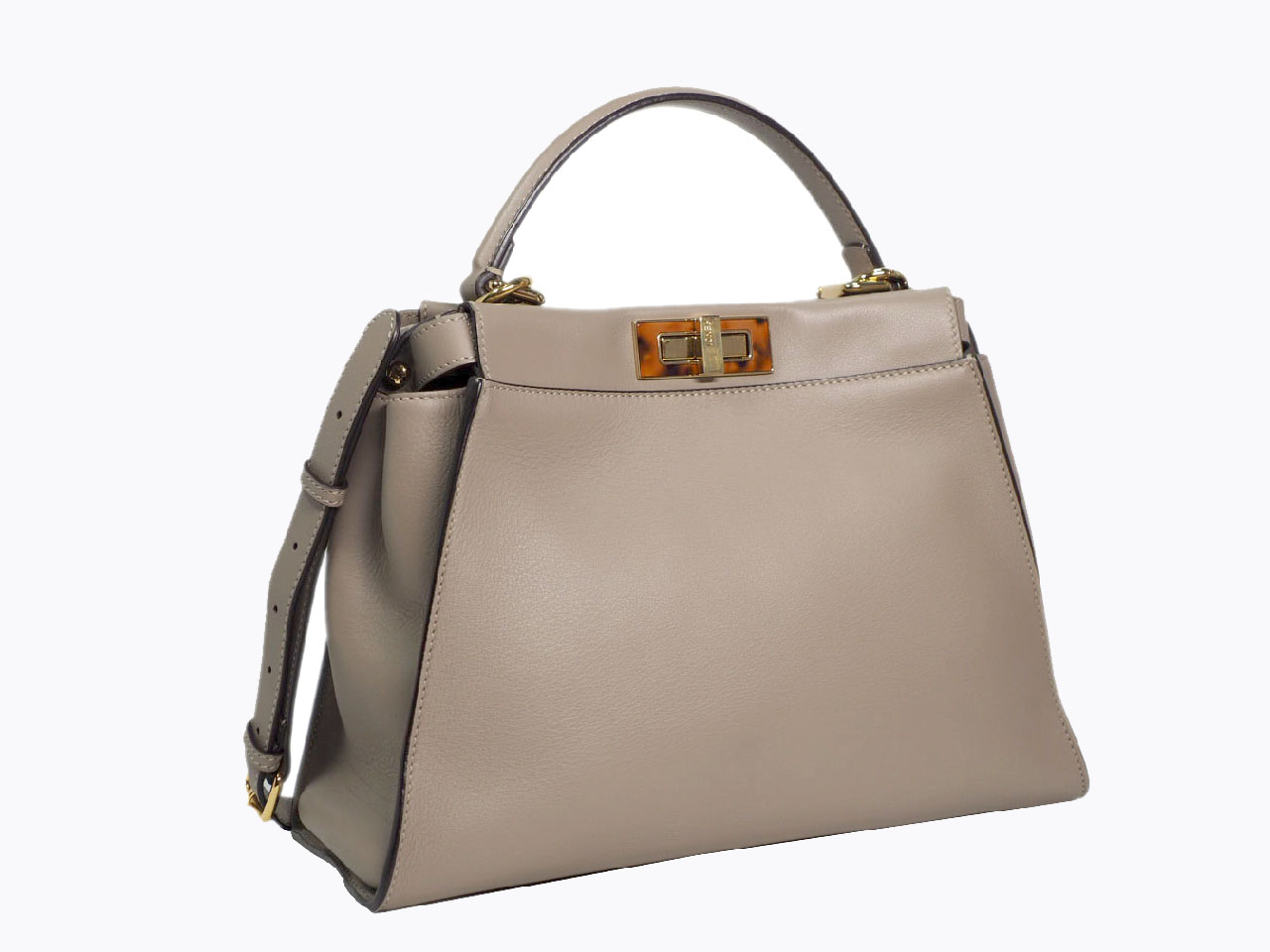 Fendi 8BN290 Beige / Dove Grey Peekaboo Iconic Medium Bag with Strap - Image 2