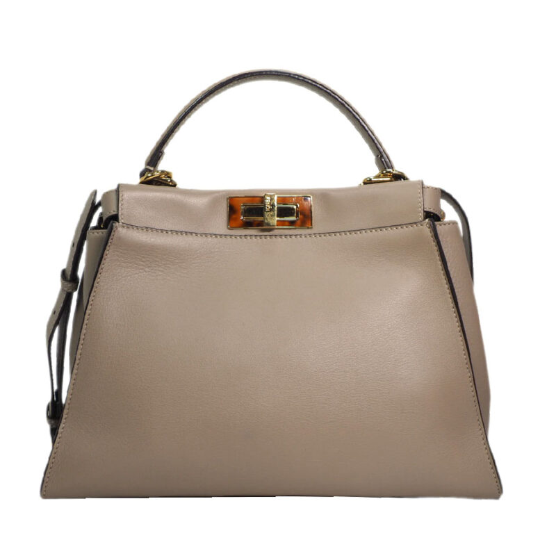 Fendi 8BN290 Beige / Dove Grey Peekaboo Iconic Medium Bag with Strap