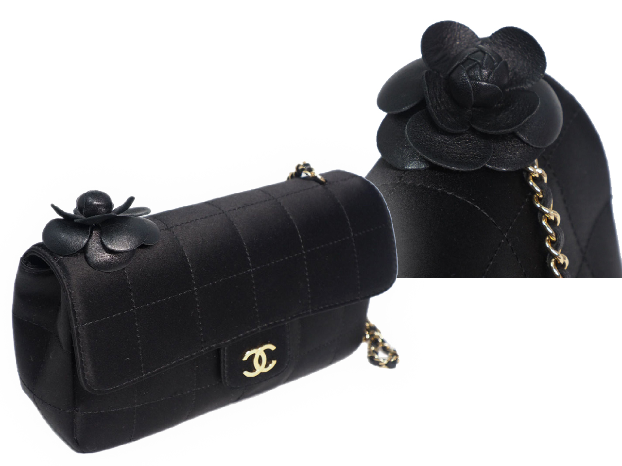 Chanel 11517577 Black Satin Camellia GHW Crossbody Sling Bag - Image 5