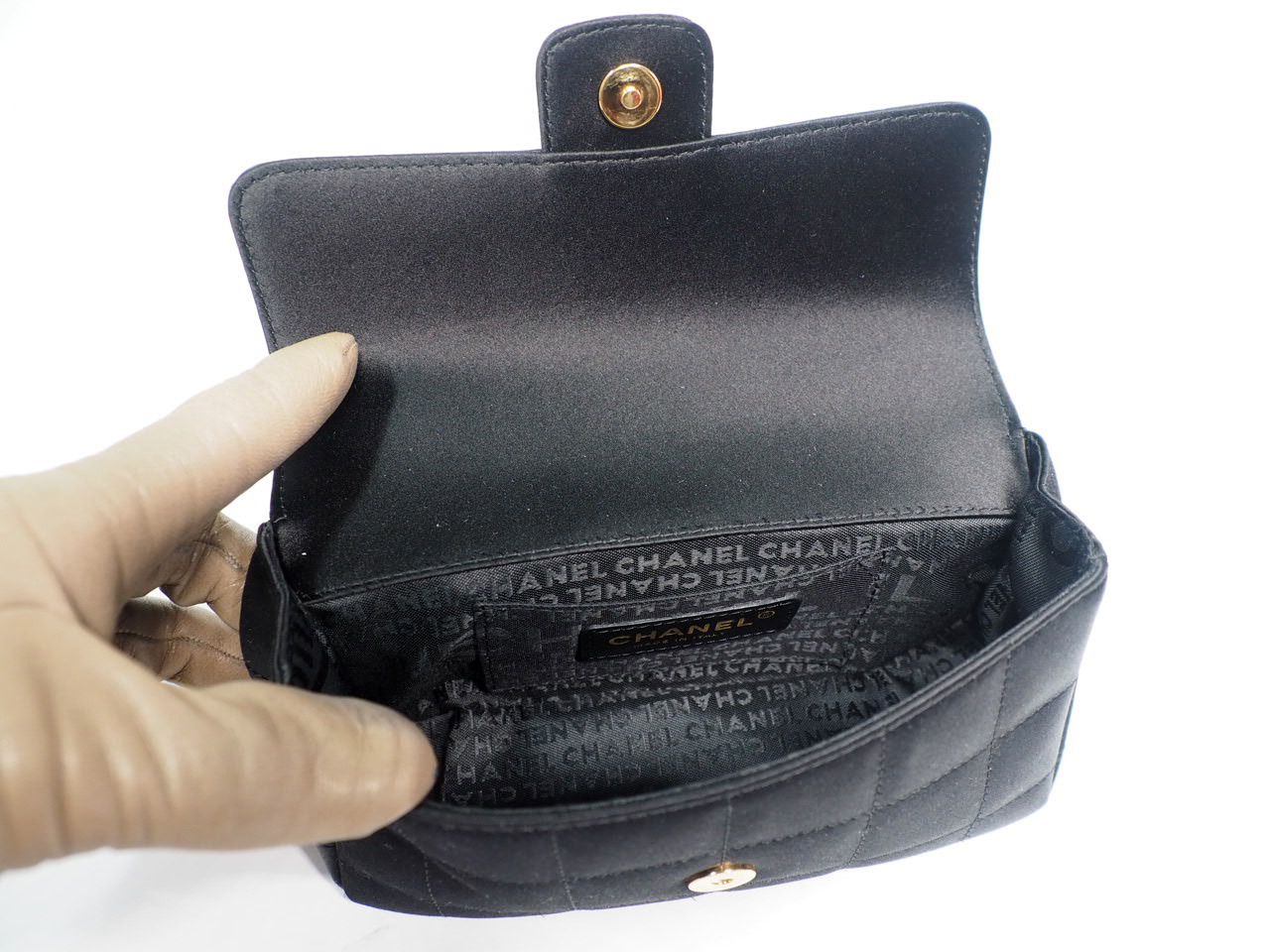Chanel 11517577 Black Satin Camellia GHW Crossbody Sling Bag - Image 9