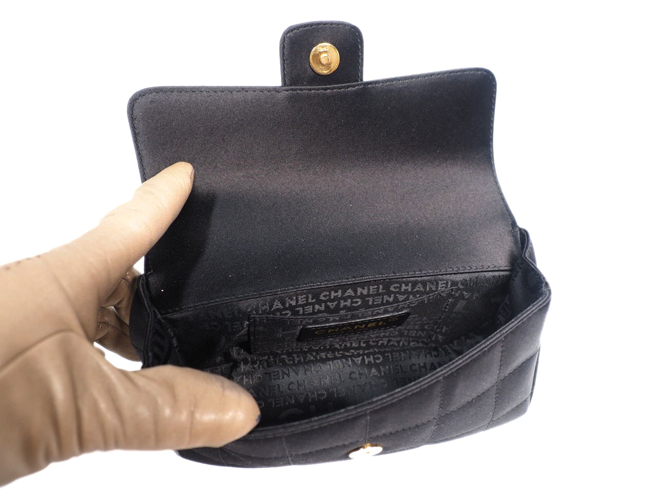 Chanel 11517577 Black Satin Camellia GHW Crossbody Sling Bag - Image 8