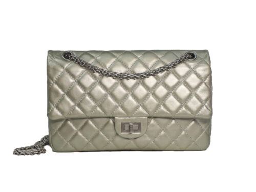 Chanel 12494853 Large Reissue 2.55 Mat Metallic Platinum / Silver  Medium Flap Platinum Hardware