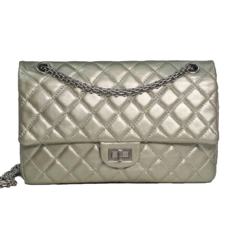 Chanel 12494853 Large Reissue 2.55 Mat Metallic Platinum / Silver Medium Flap Platinum Hardware