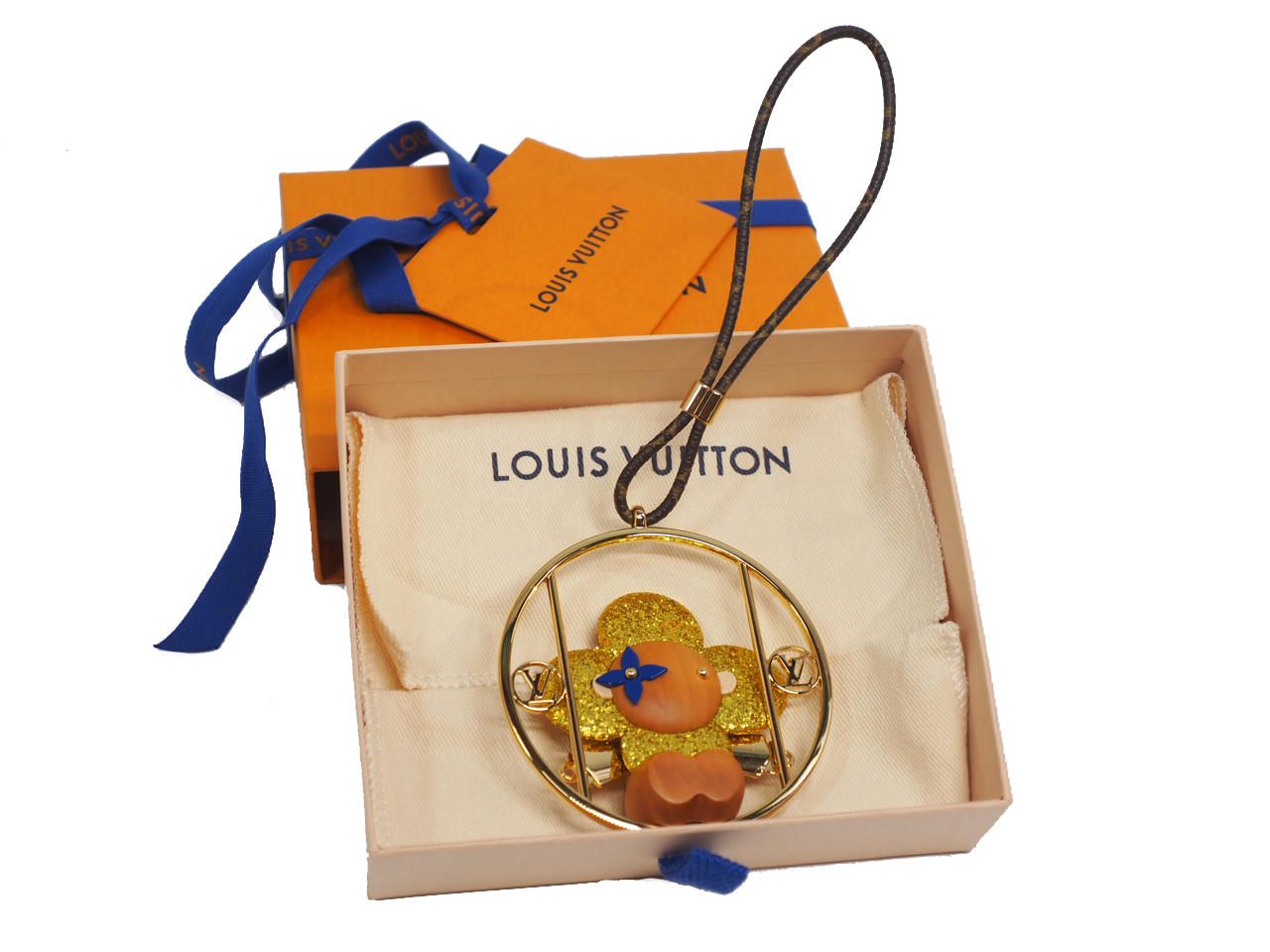 Louis Vuitton GI0302 Glitter Gold Decoration Vivienne Swing Ornament / Bag Charm - Image 2