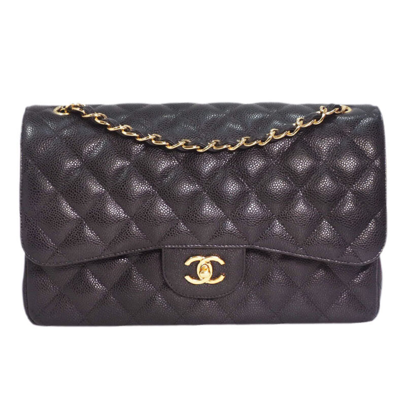 Chanel 14774621 Black Caviar Jumbo Double Flap Gold Hardware