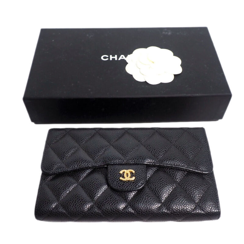 Chanel 22418219 Black Caviar Timeless 2.55 Classic Flap Long Wallet
