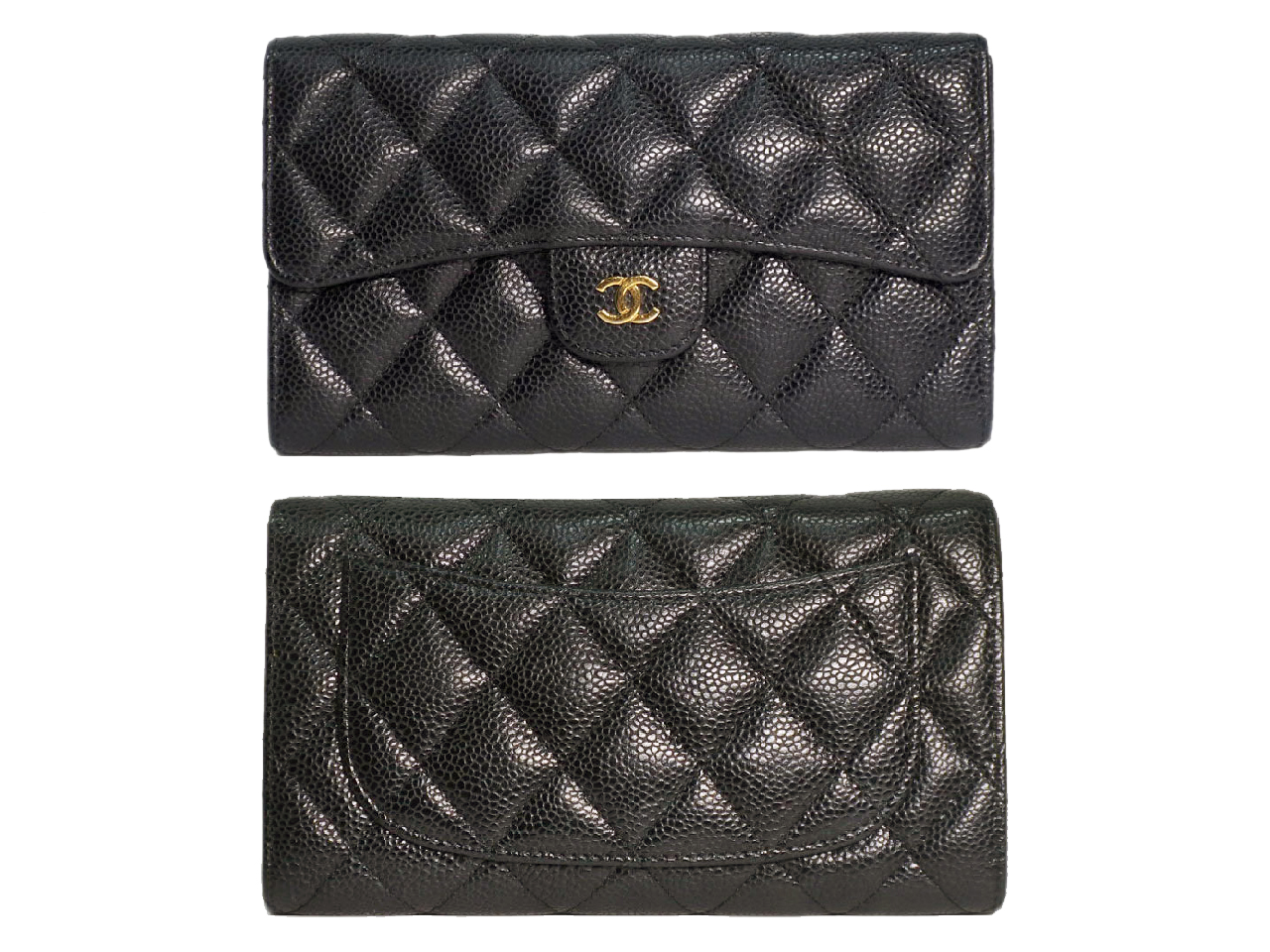 Chanel 22418219 Black Caviar Timeless 2.55 Classic Flap Long Wallet - Image 3