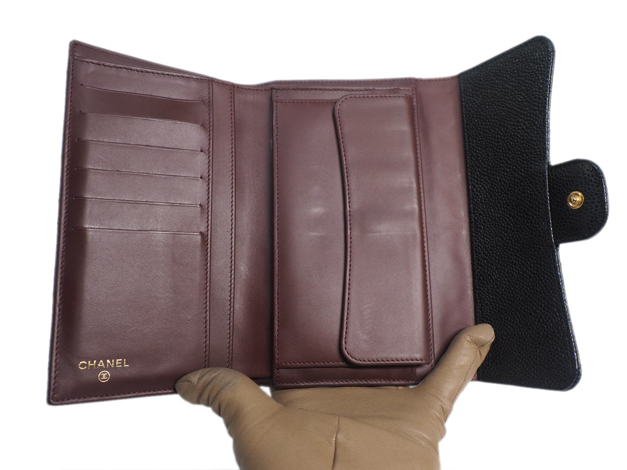 Chanel 22418219 Black Caviar Timeless 2.55 Classic Flap Long Wallet - Image 4