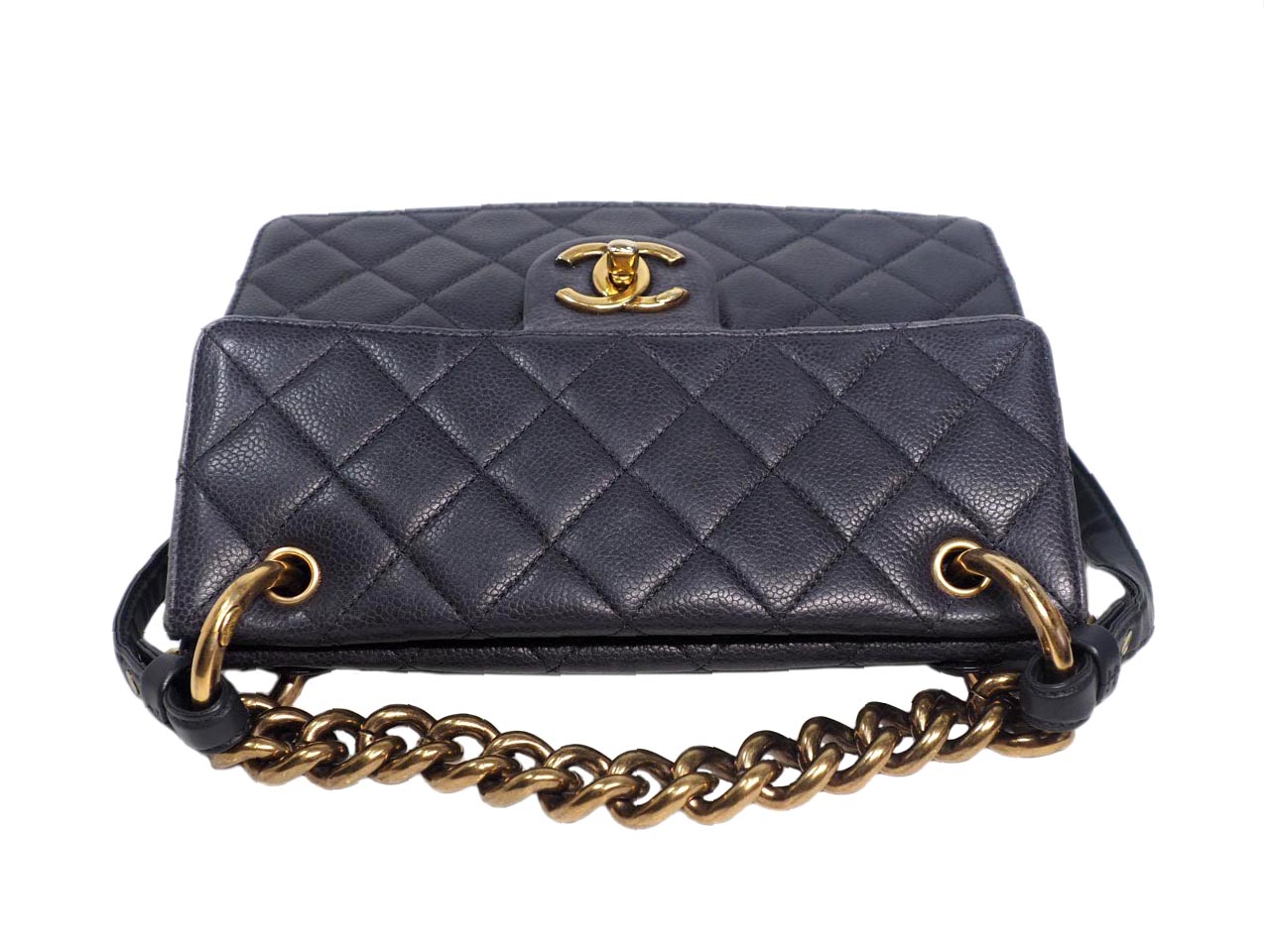 Season Collection ! Chanel 18685887 Dark Grey Caviar Chunky Chain Flap Bag in Brass Gold Hardware - Image 6