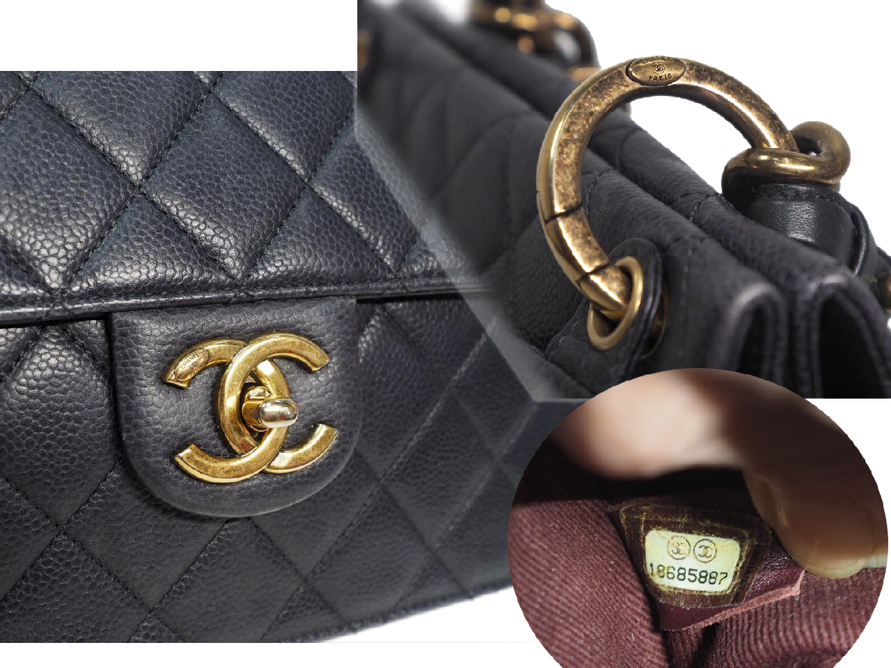 Season Collection ! Chanel 18685887 Dark Grey Caviar Chunky Chain Flap Bag in Brass Gold Hardware - Image 8