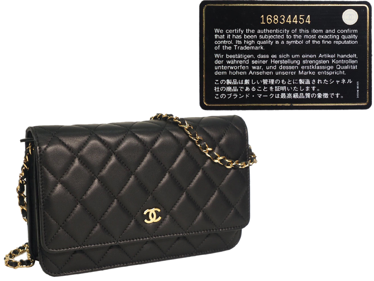 Chanel 16834454 Black Lambskin Wallet on Chain Gold Hardware - Image 2