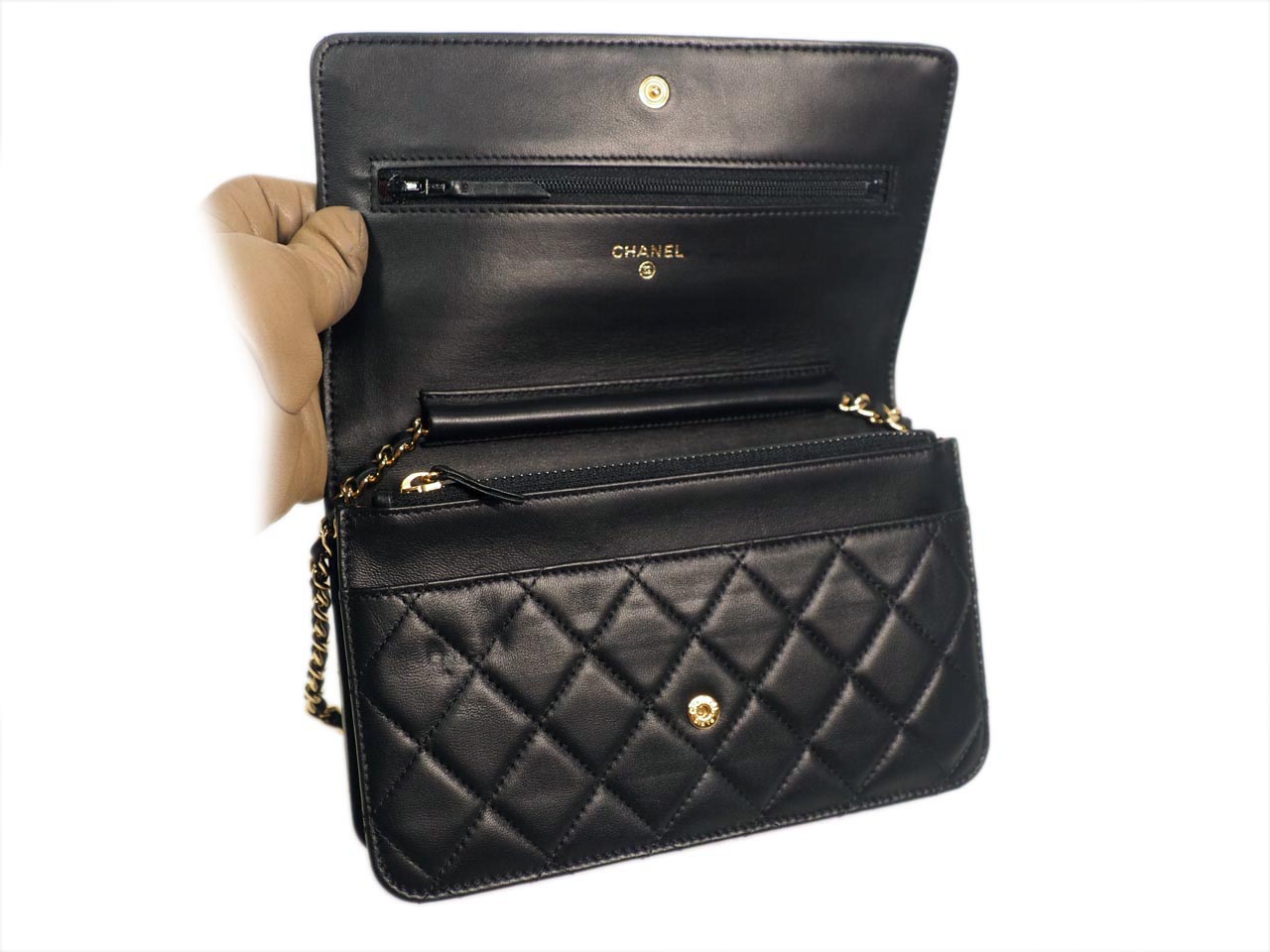 Chanel 16834454 Black Lambskin Wallet on Chain Gold Hardware - Image 7