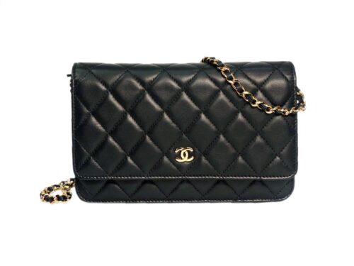 Chanel 16834454 Black Lambskin Wallet on Chain Gold Hardware