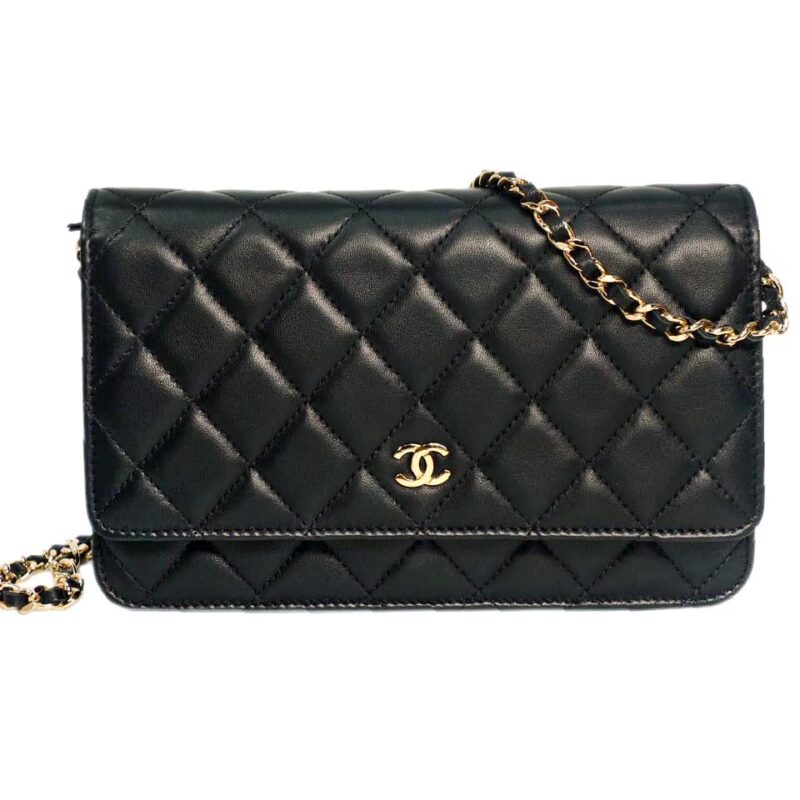 Chanel 16834454 Black Lambskin Wallet on Chain Gold Hardware