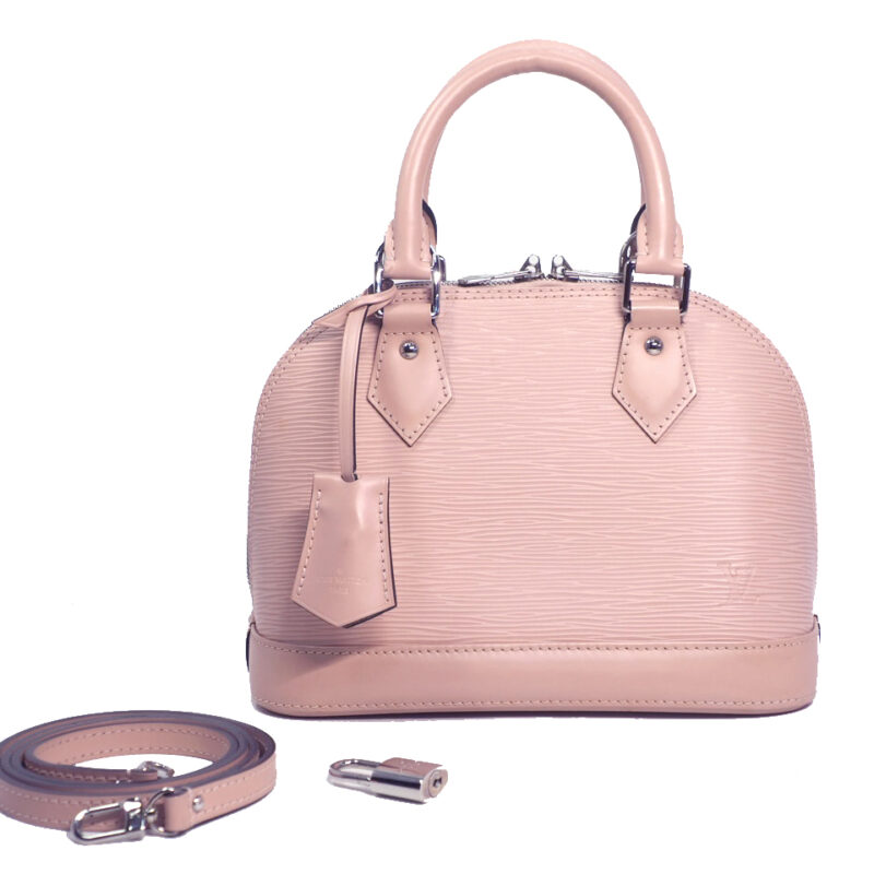 Louis Vuitton M41327 Epi Leather Pink/ Rose Ballerine Alma BB Tote with Strap (SN0125)