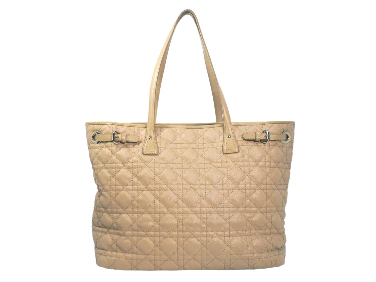 Dior Beige PVC Canvas Coated Cannage Panarea Tote Medium Document Horizontal Bag - Image 3