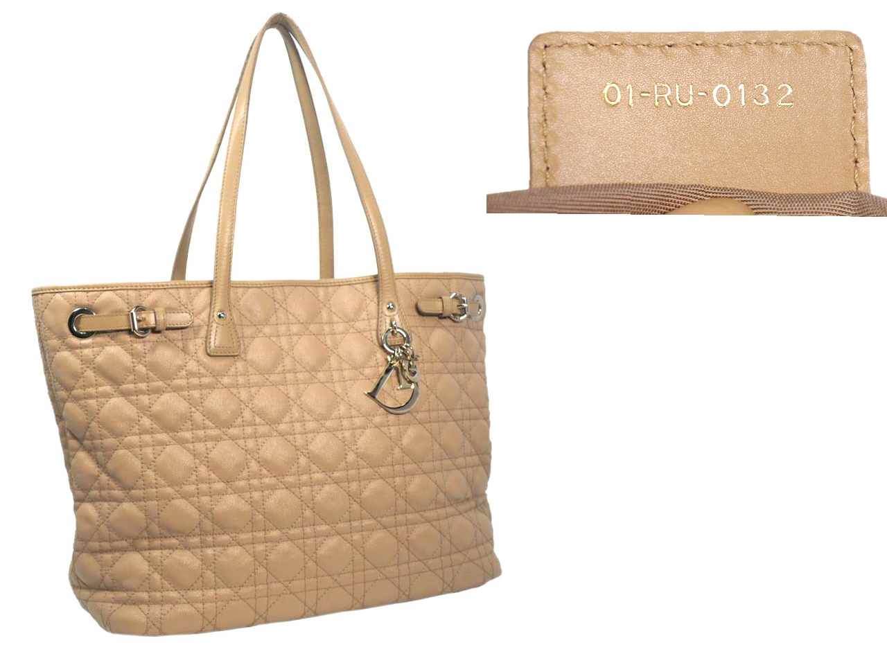 Dior Beige PVC Canvas Coated Cannage Panarea Tote Medium Document Horizontal Bag - Image 2
